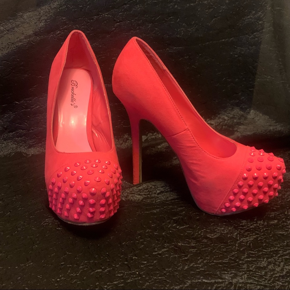 Pink Studded Platform Heels